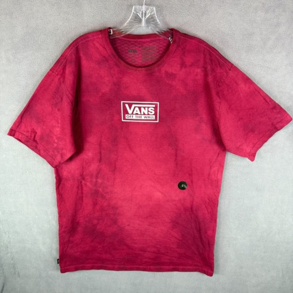 VANS‎ Mens T Shirt L Red Tie-Dye Logo Short Sleeve Classic NWOT Skate Grunge